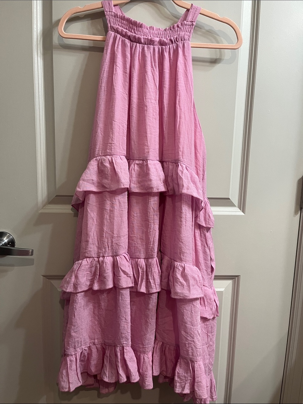 Women’s Soft Pink Ruffle Tiered Dress